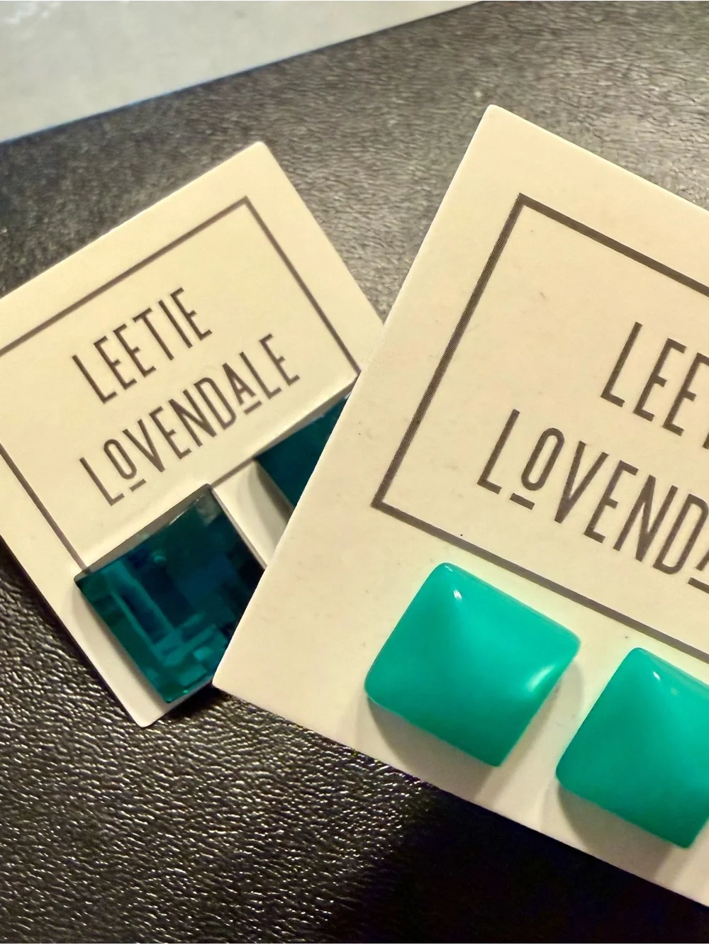 Vintage lucite Teal/green Stud Earrings - Set of 2